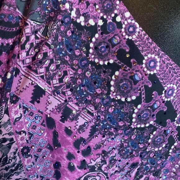 Arna York mixed media tunic plus size colorful artsy bohemian animal print top - Picture 6 of 9